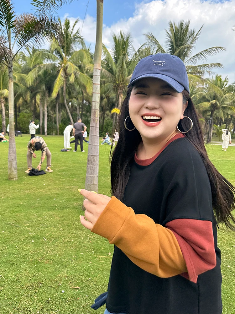 拼图卫衣/胖mm大码童趣感 潮牌拼色休闲卫衣