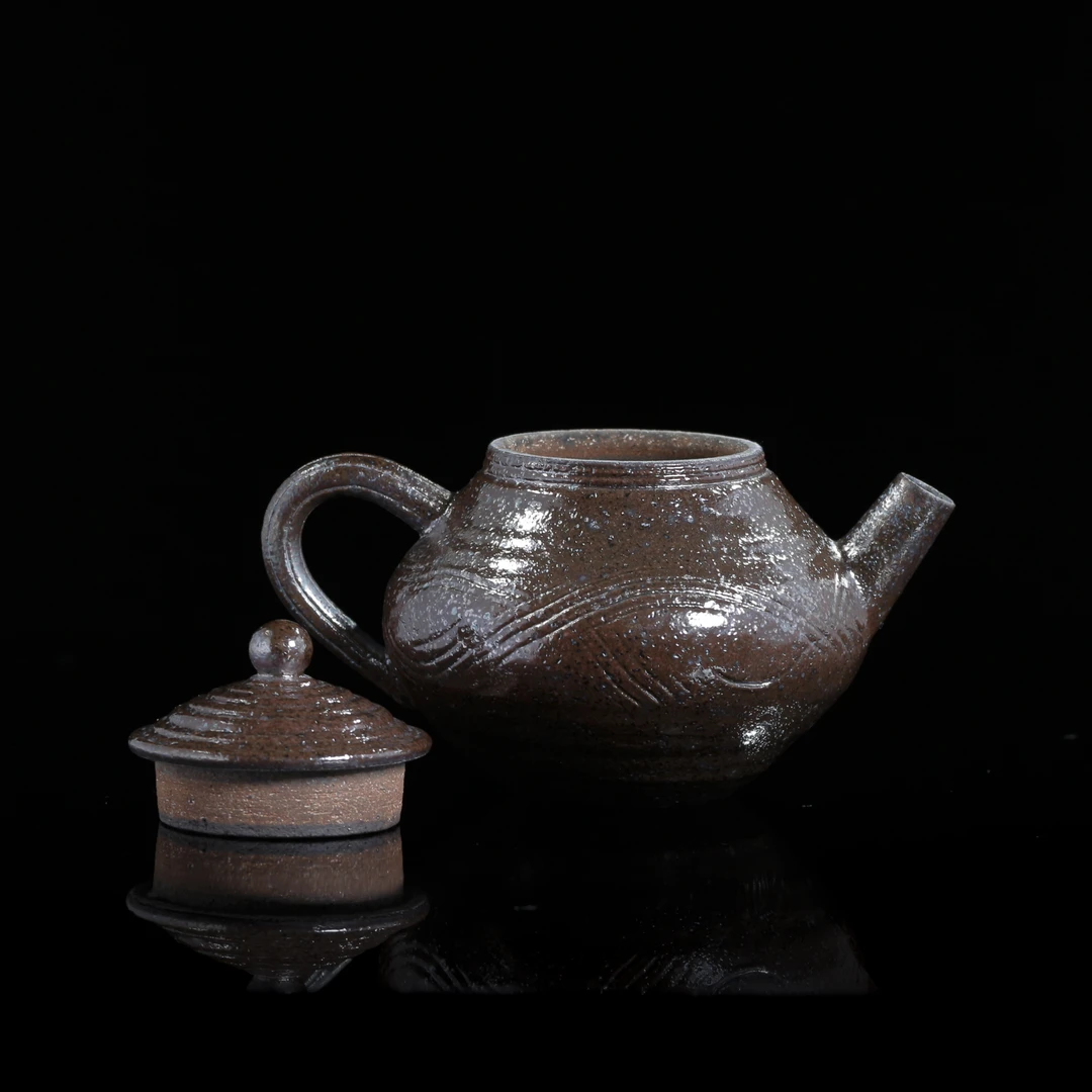 【柴房丨央网】柴烧作品红耀小梨壶 随缘发柴烧每只都不同