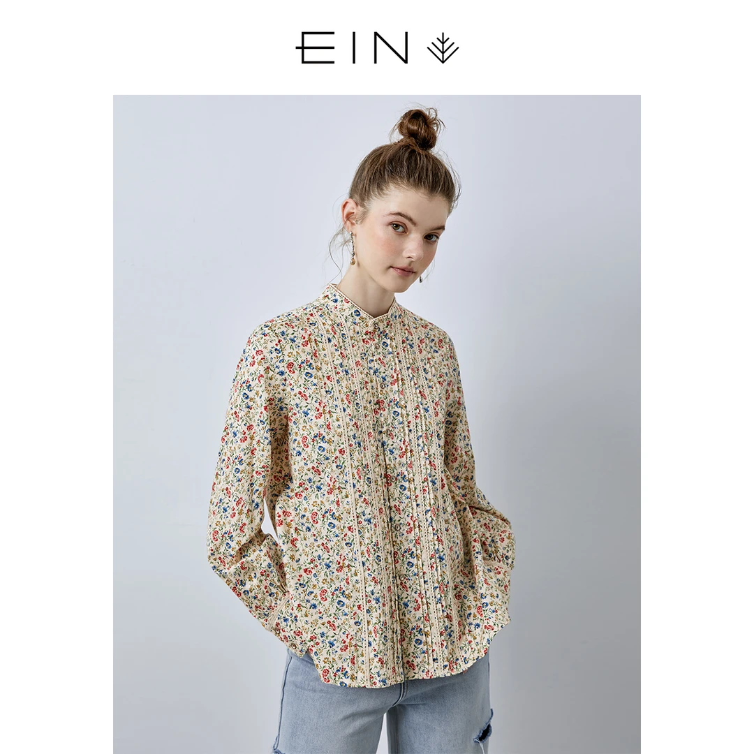 EIN/言【花卉收藏家】2025早春盐系复古优雅棉碎花女装衬衫上衣