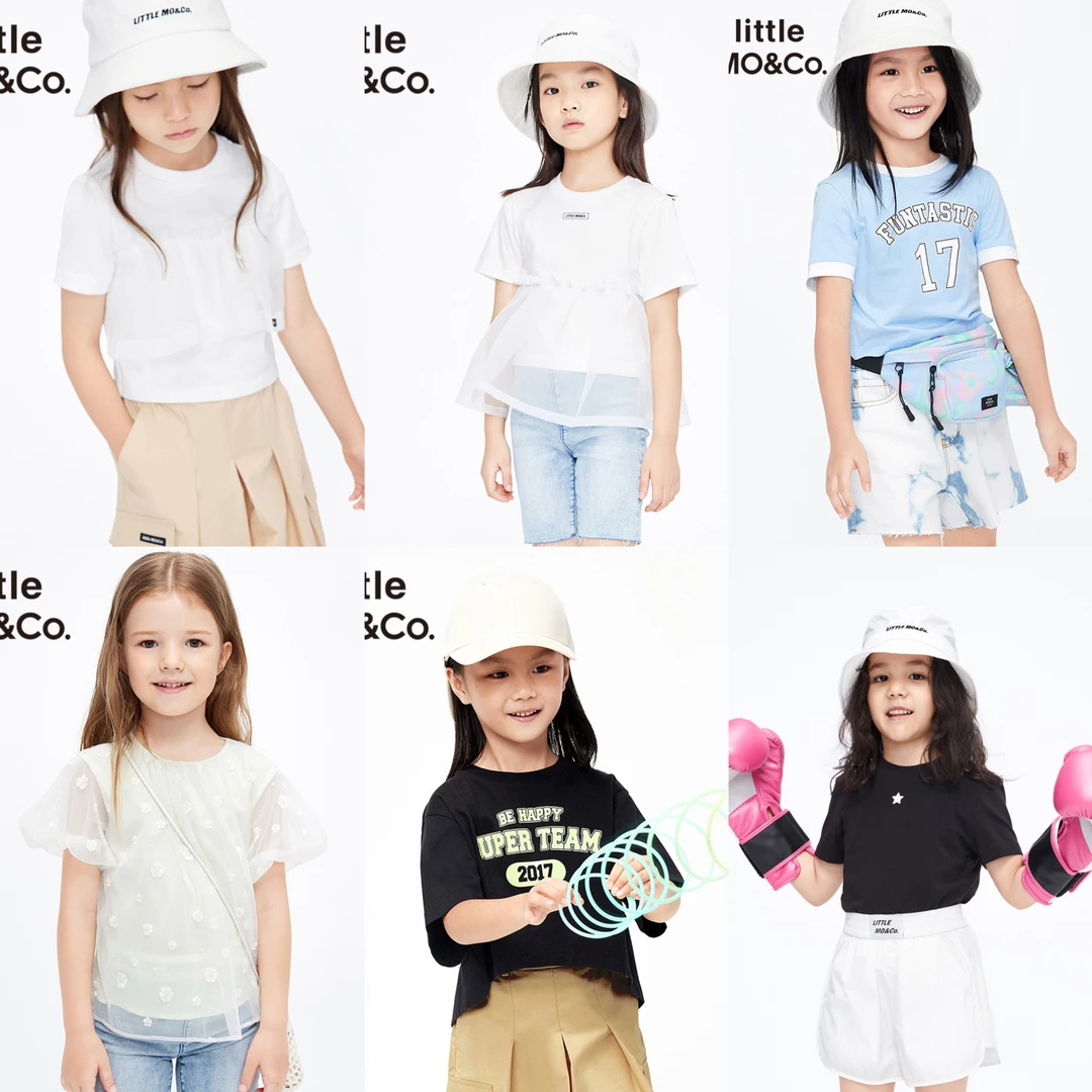 little moco童装夏季男女童短袖上衣T恤合集#KBB2TOP021