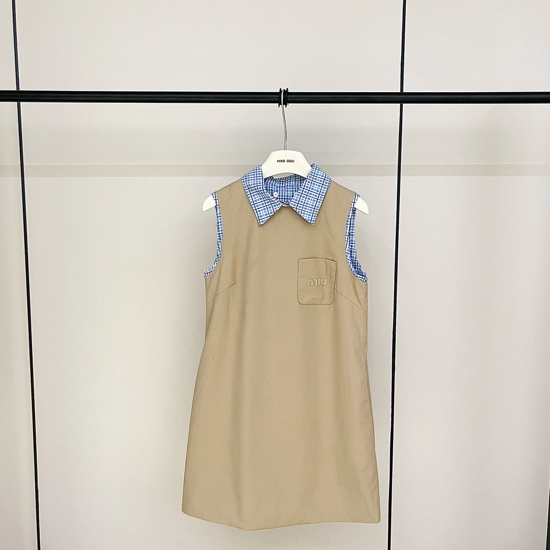 【MAODOU】5415 美拉德格纹  拼接款连衣裙