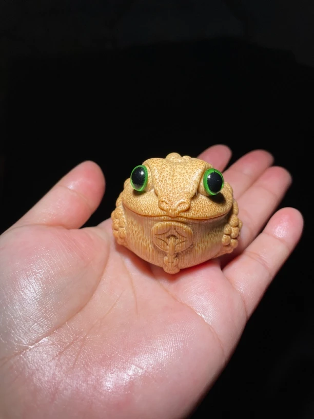 实心竹龙血金丝竹雕刻手把件摆件（守财金蟾）三足金蟾直径5.0以上
