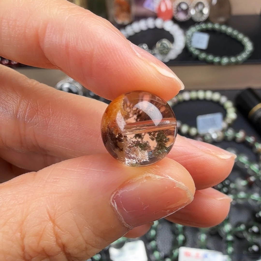 低***舟水晶珠宝半成品未镶嵌天然红幽灵聚宝盆单珠散珠