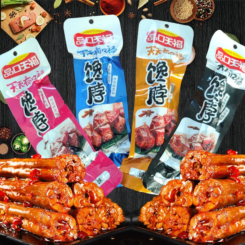 奥尔良烤脖香辣糖醋黑鸭解馋鸡脖休闲小吃零食整箱批发