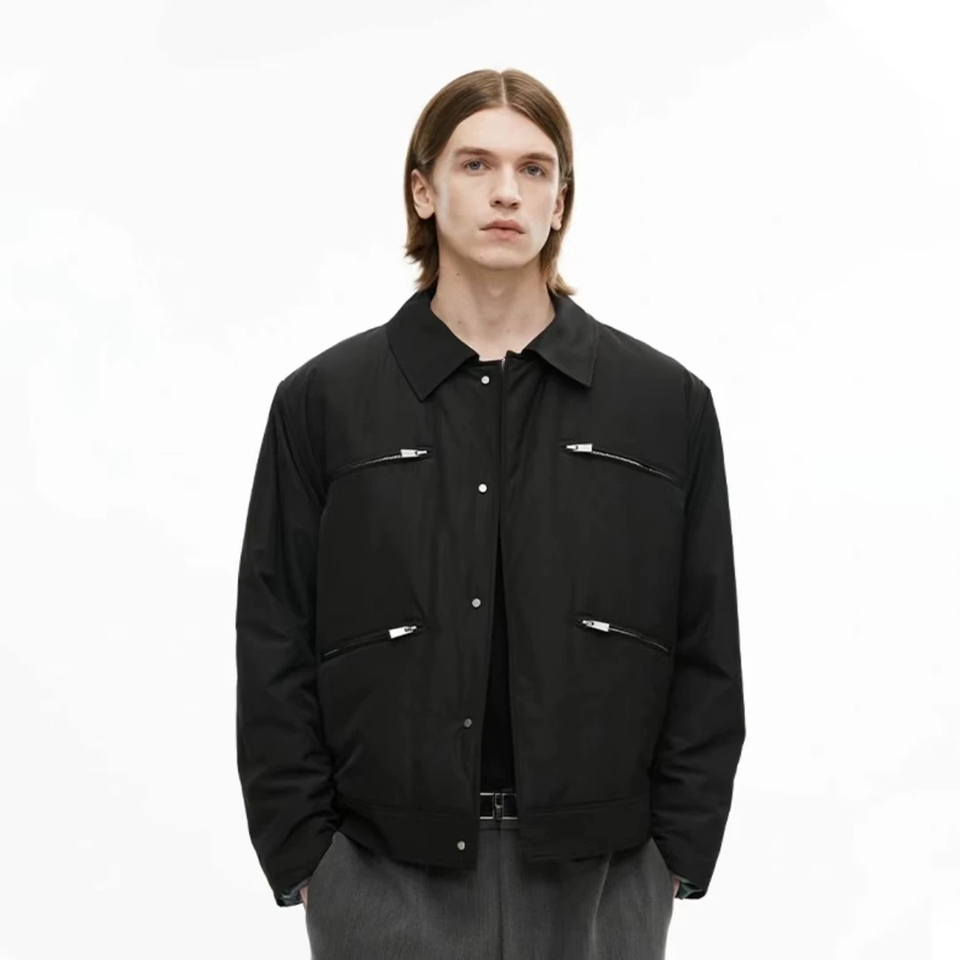 Y-8【UNA】买手店潮牌男女同款金属拉链方领夹克  3MJ14