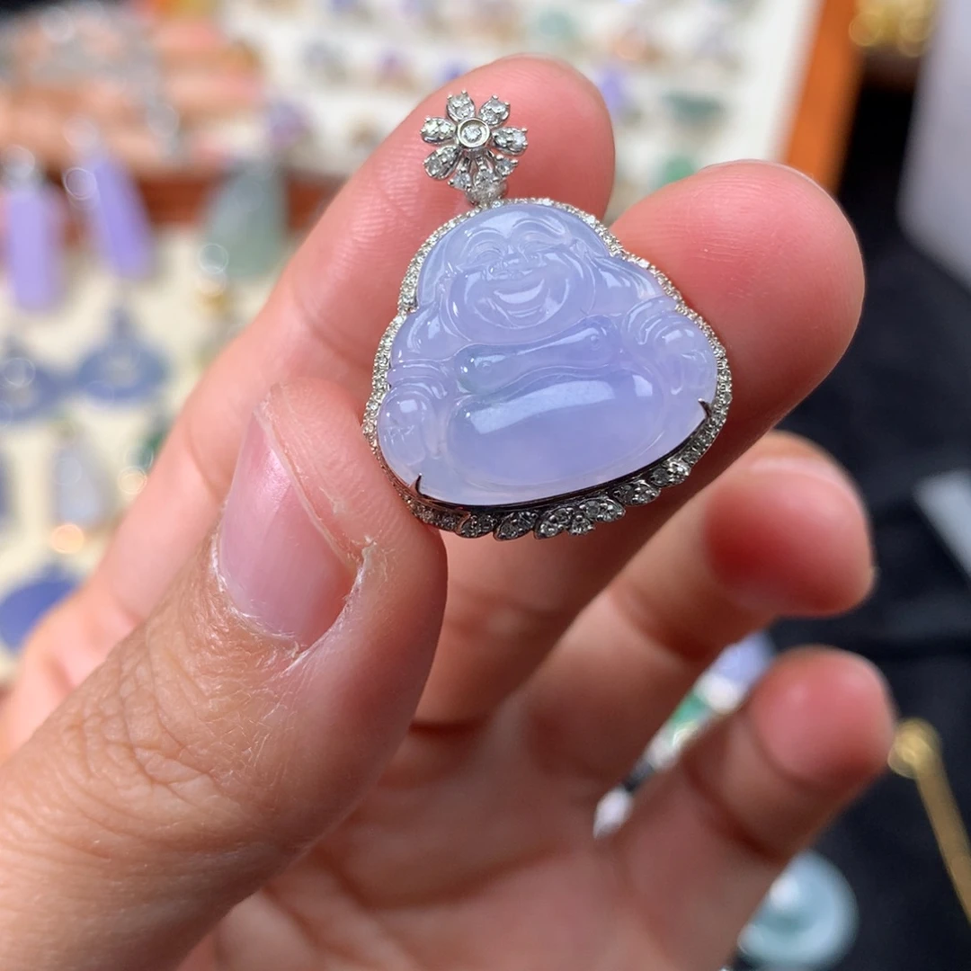 吊坠(不含链)18K金镶嵌翡翠