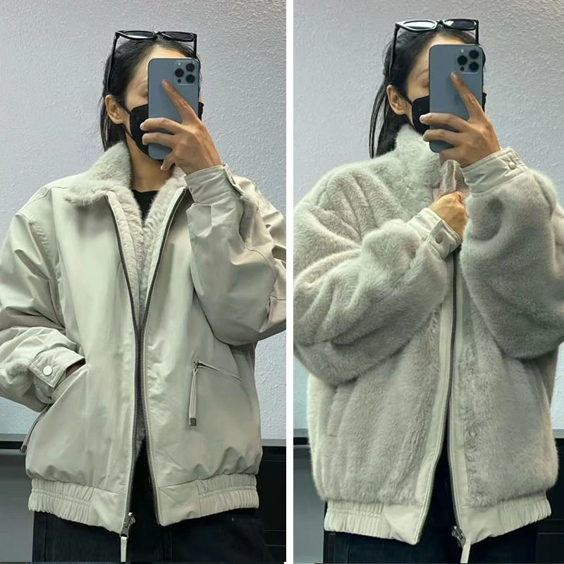 冬季2025新款男外套小米貂加厚保暖双面穿男士休闲立领棉衣潮棉服