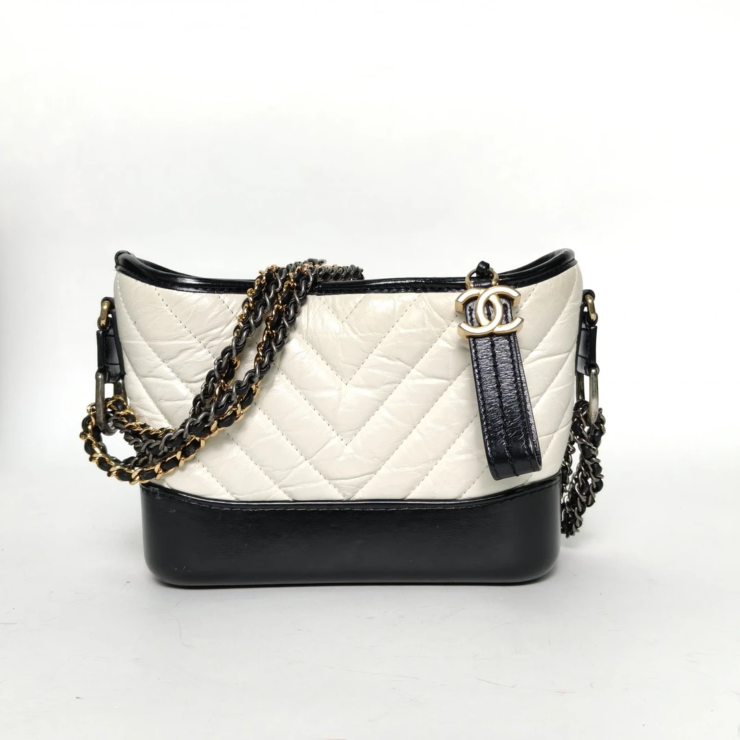 95新 Chanel/香奈儿 【娇】流浪单肩包 20黑白 皮革C 27开 927226