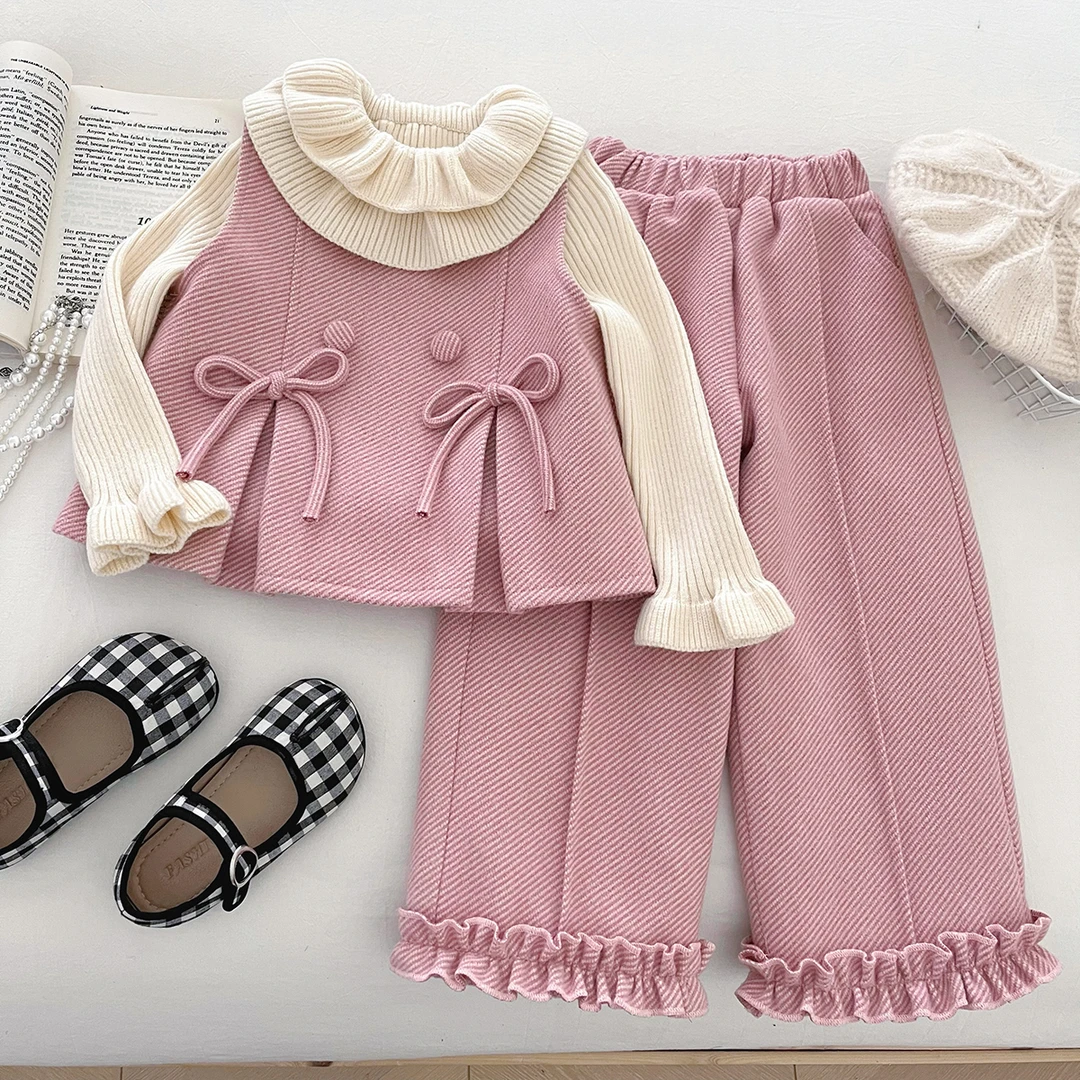 女童冬季马甲上衣长裤套装D17645