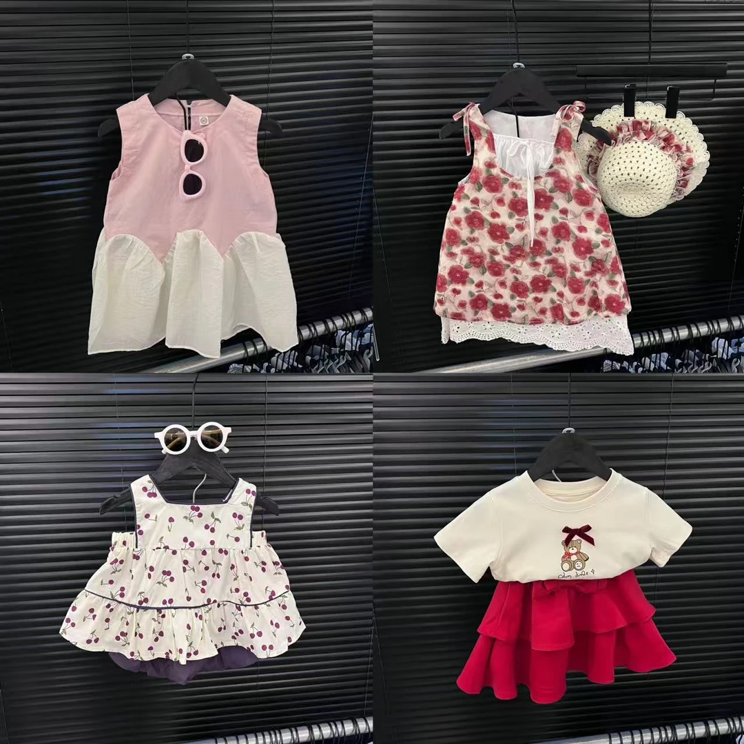 【Z101-Z199】夏装新款女童蓝色显瘦洋气时尚韩版无袖jk套装连衣裙