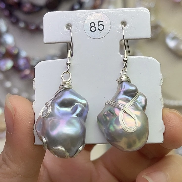 银S925镶嵌淡水珍珠耳饰