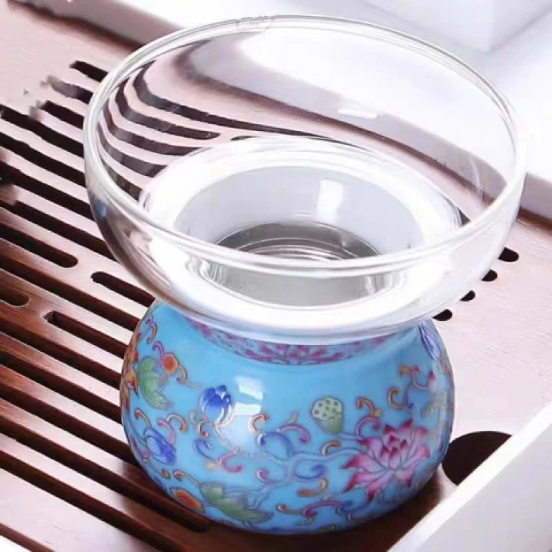 cj-207珐琅彩陶瓷茶漏茶滤 淡蓝色