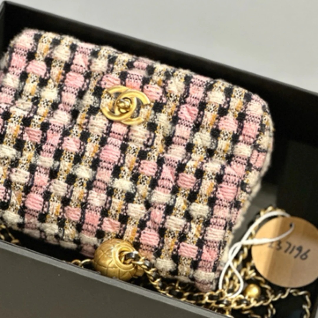 95新 Chanel/香奈儿 夏七中古/拼色金球大mini/单肩包1237196