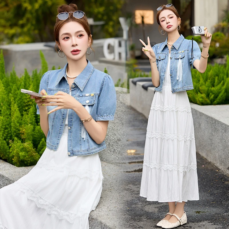 时尚套装女2025夏装夏天衣服两件套外套连衣裙新款吊带裙休闲套裙