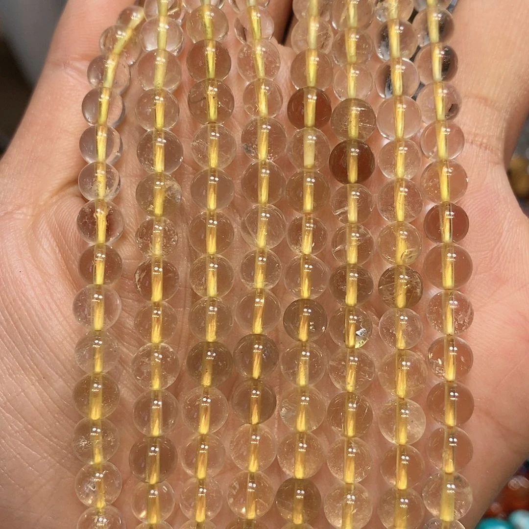 玛瑙/玉髓散珠天然金发晶6mm一条