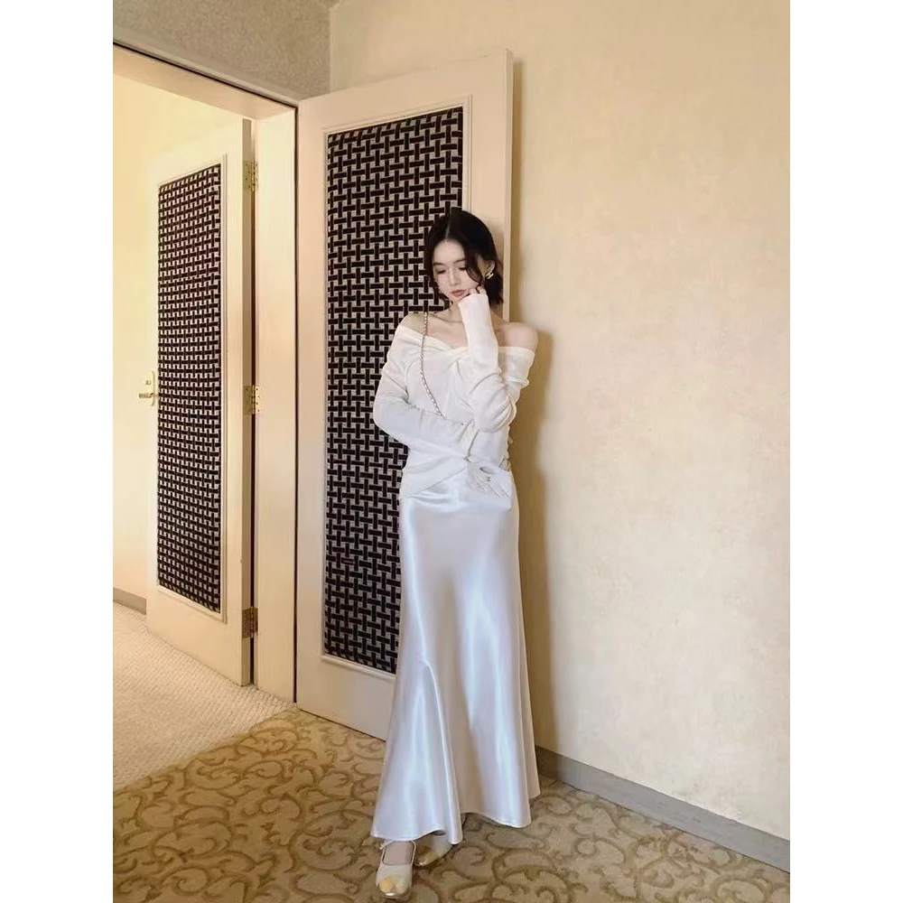 春夏薄款缎面半身裙女法式光泽感修身显瘦垂感舒适时尚鱼尾裙