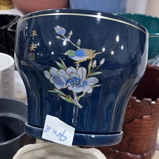 多肉绿植陶瓷花盆9.9包邮，有孔