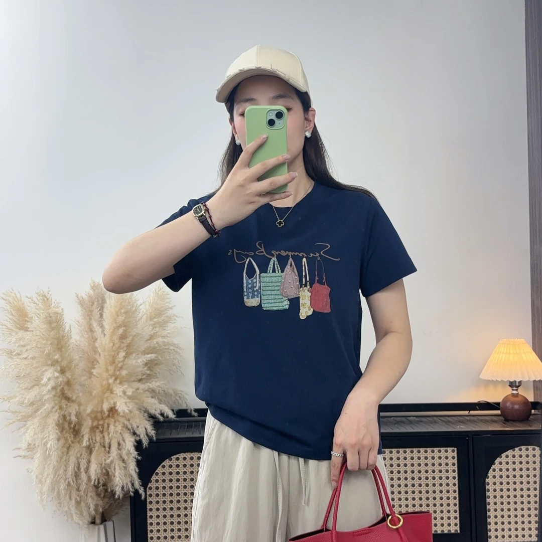 U.Ni【包包世界】冰感棉夏季正肩微宽松圆领短袖T恤