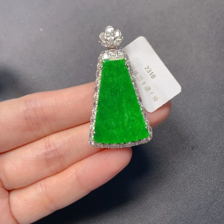 翡翠银S925镶嵌吊坠(不含链)