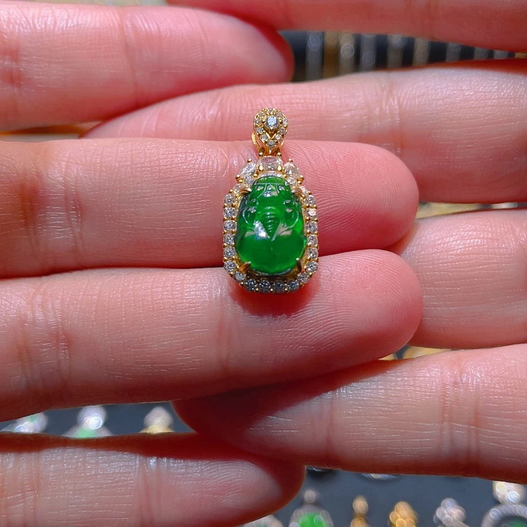 翡翠银S925镶嵌吊坠(不含链)