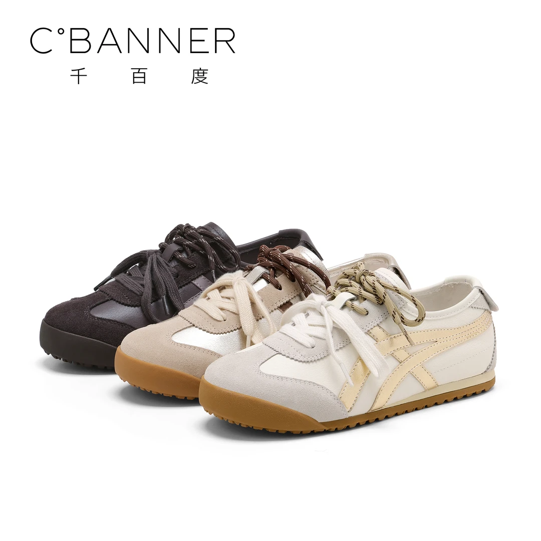 C.BANNER/千百度时尚休闲鞋女2025新款百搭平底复古舒适休闲鞋