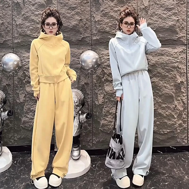 春秋新款韩系减龄时尚休闲运动服套装女显瘦连帽卫衣阔腿裤两件套