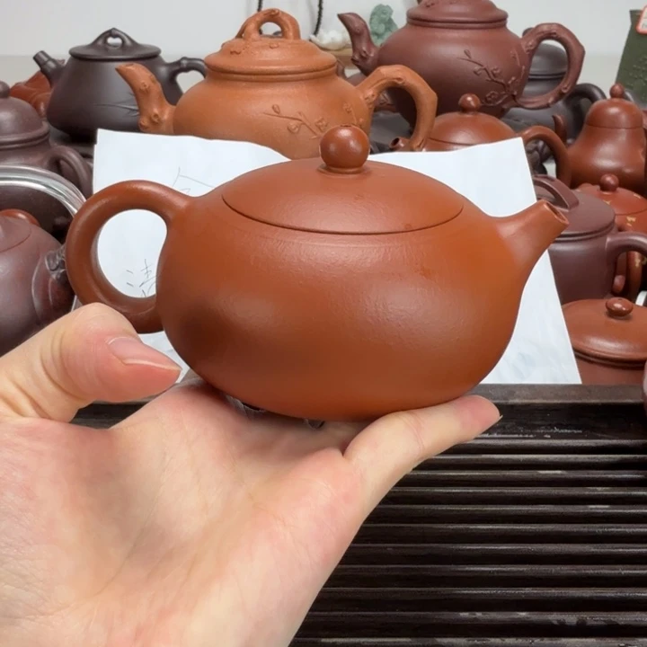 茶壶紫砂扁西施朱泥全手200毫升