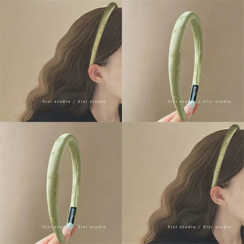 国风缎面头箍新中式刺绣细发箍复古海绵发卡2025网红新款发饰头饰