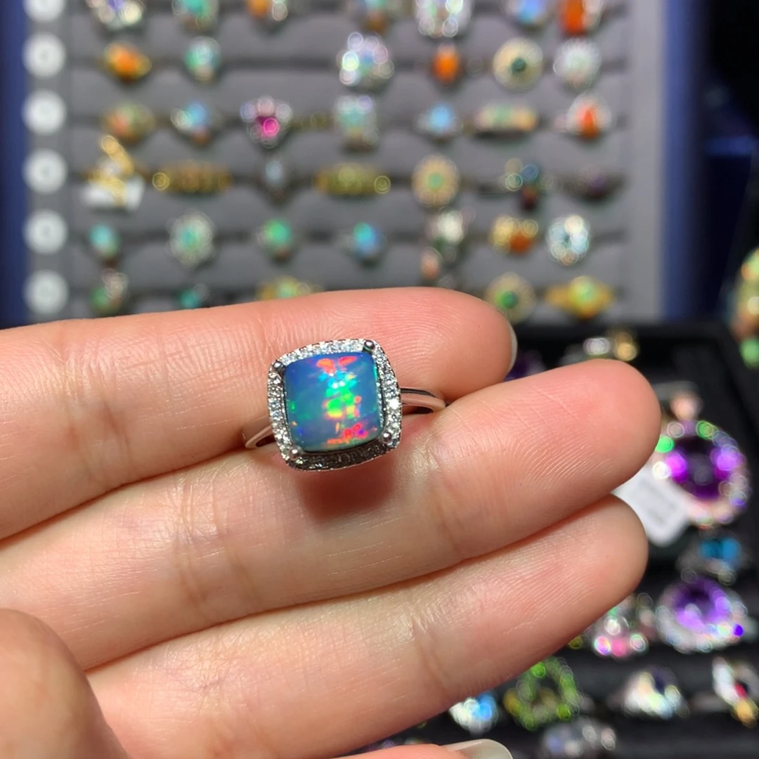 欧泊戒指款式银S925镶嵌沧*