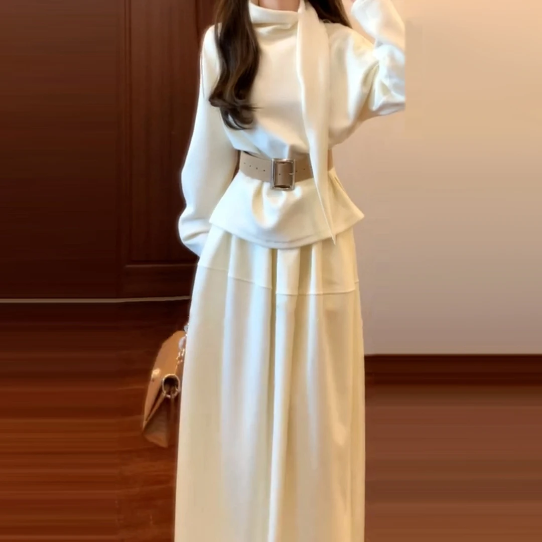 富家千金风高领针织毛衣连衣裙子女秋冬2025新款小香风穿搭一整套