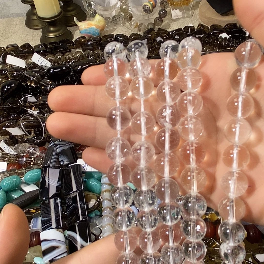 玛瑙/玉髓散珠白水晶卡12