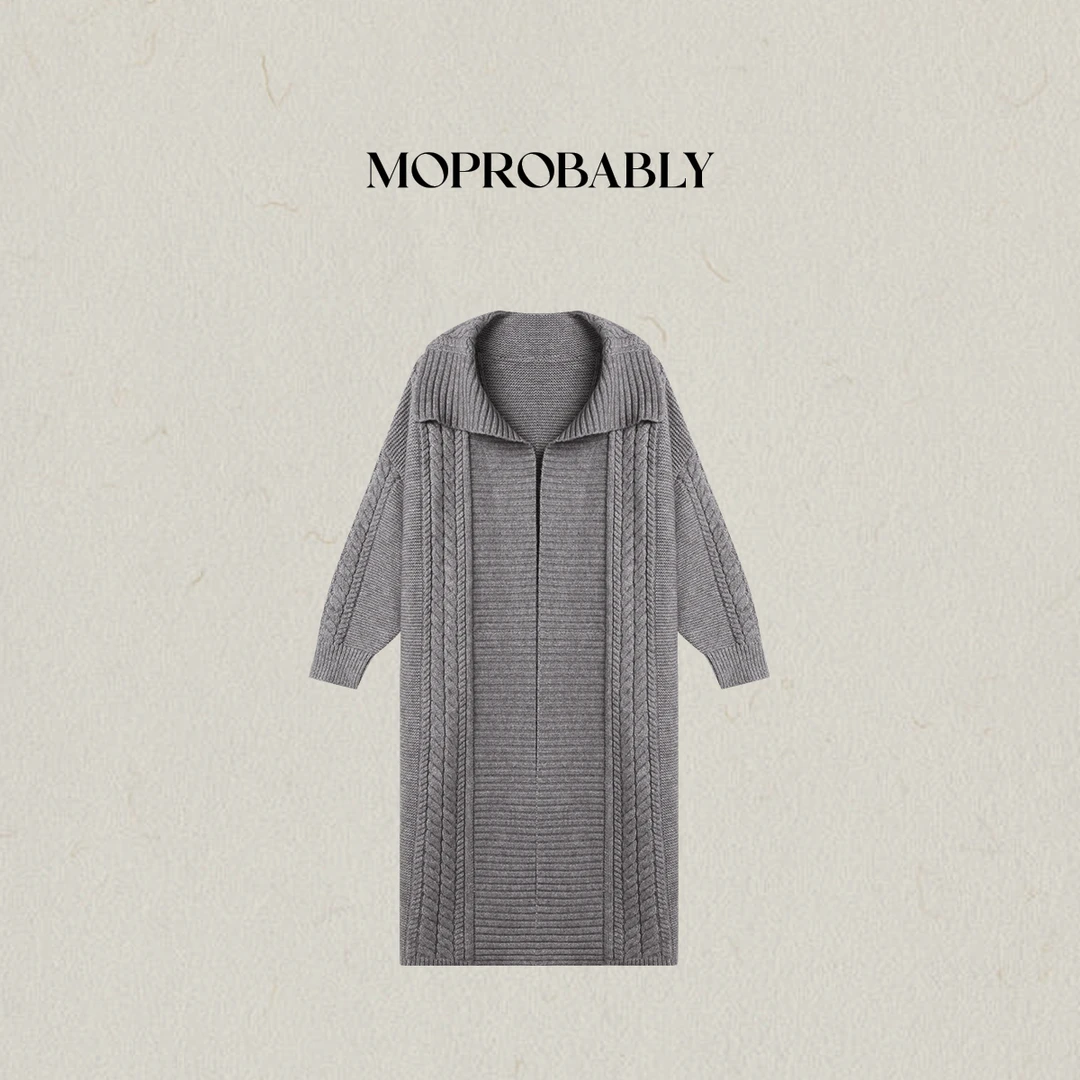 Moprobably李予诺「枫林晚」包裹感大绞花粗针扭绳工艺开衫L5477033