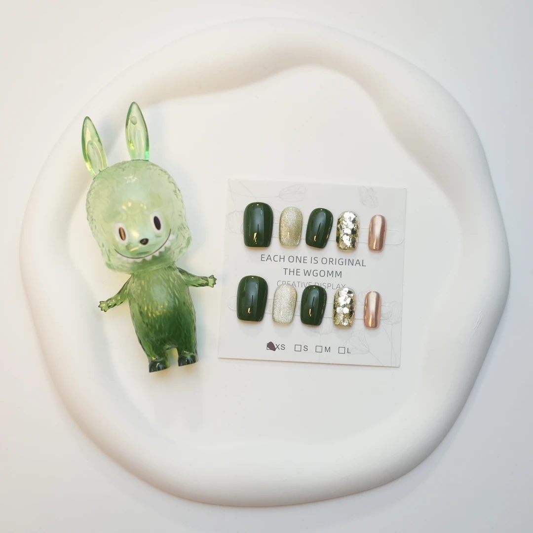 森绿  九歌手工定制穿戴甲绿色2025气质高级春季穿戴甲