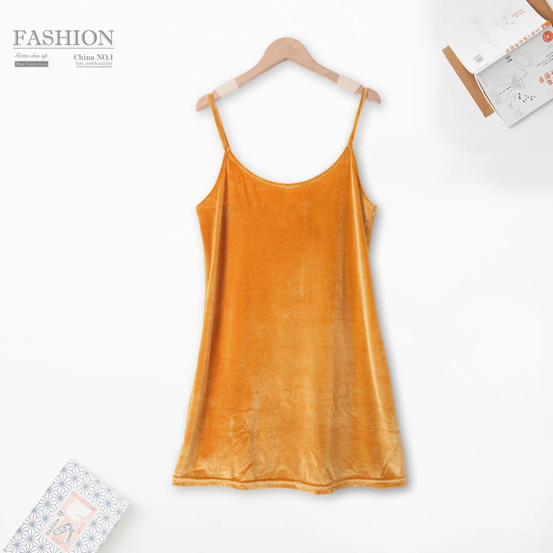 KK418 春季新款女士绒面吊带家居睡裙中长款 简约休闲宽松舒适