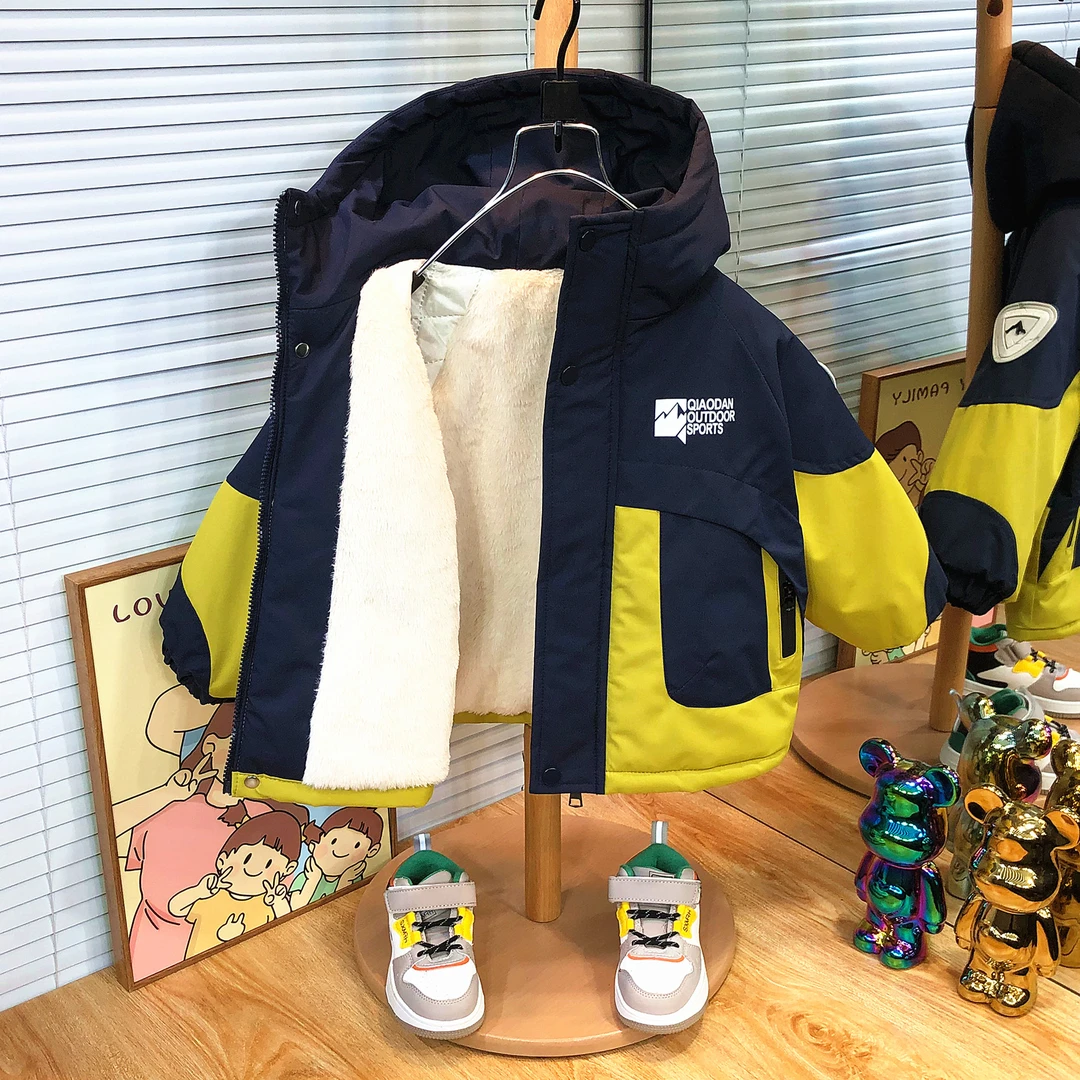 男童外套秋冬季2025新款宝宝夹棉衣派克棉服儿童加绒加厚冬装棉袄