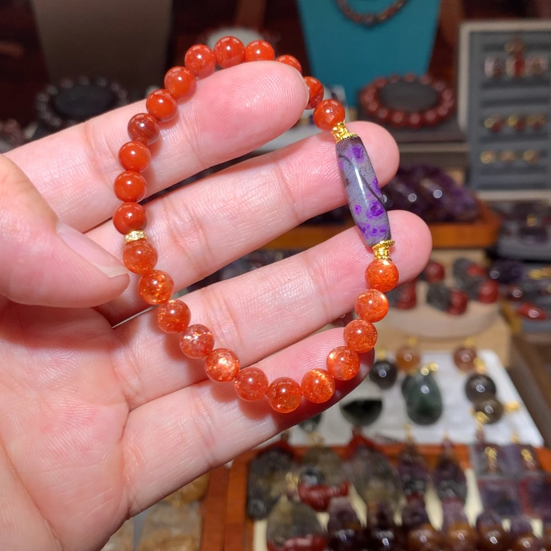 未镶嵌珠宝半成品水晶红极光diy三合一手串