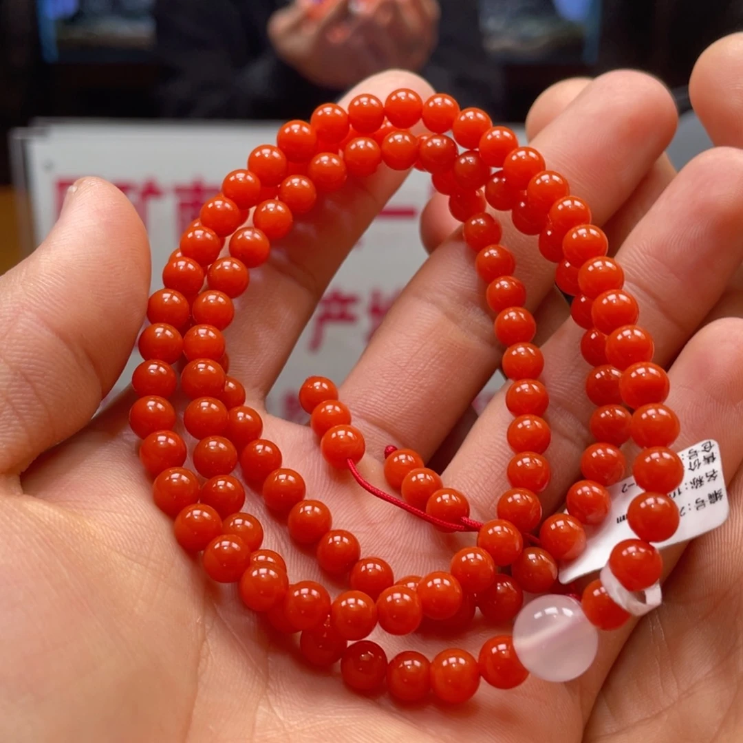 南红玛瑙冷水河多圈6mm未镶嵌