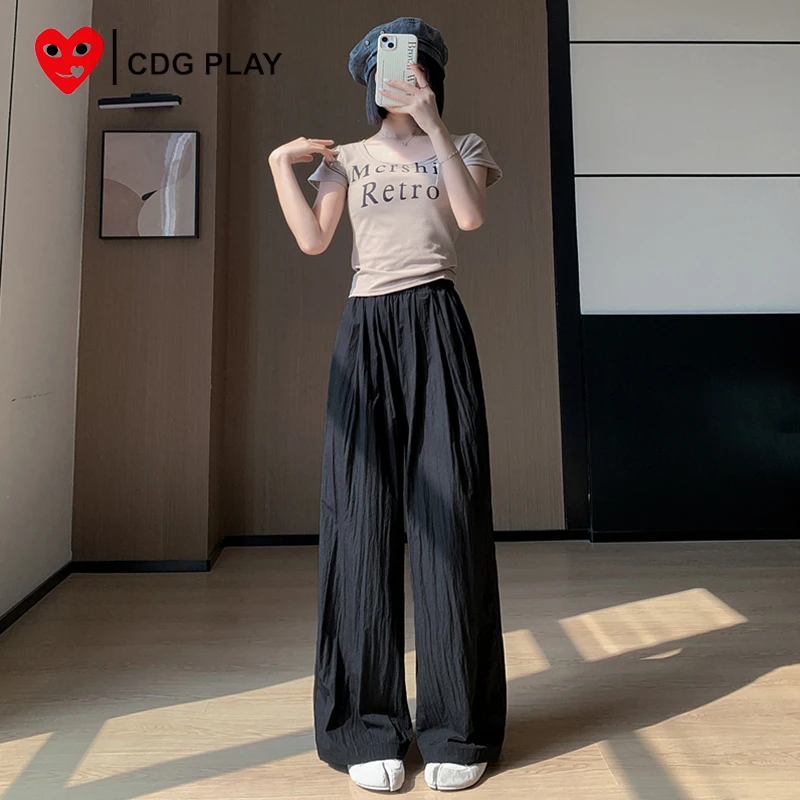 CDG PLAY爱心潮流山本裤女2025夏季新款宽松透气阔腿裤