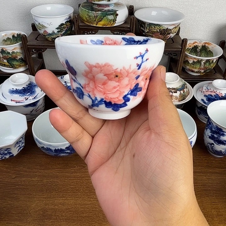 忠意堂釉下彩红牡丹微瑕不退