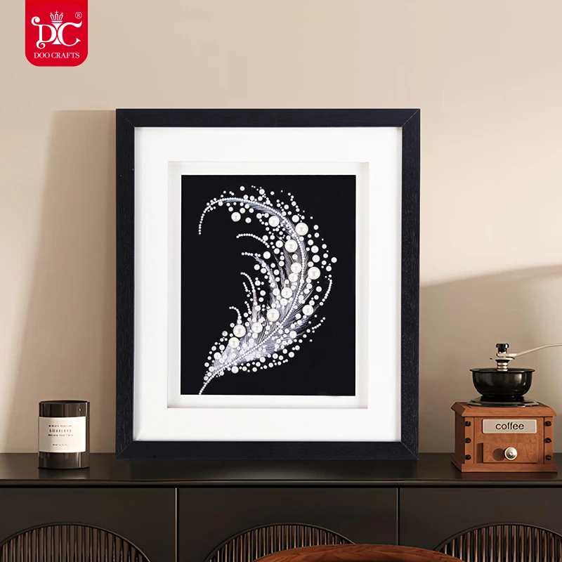 DC/蒂彩【羽落珠华】钻石画手工diy羽毛艺术十字绣客厅卧室装饰挂件