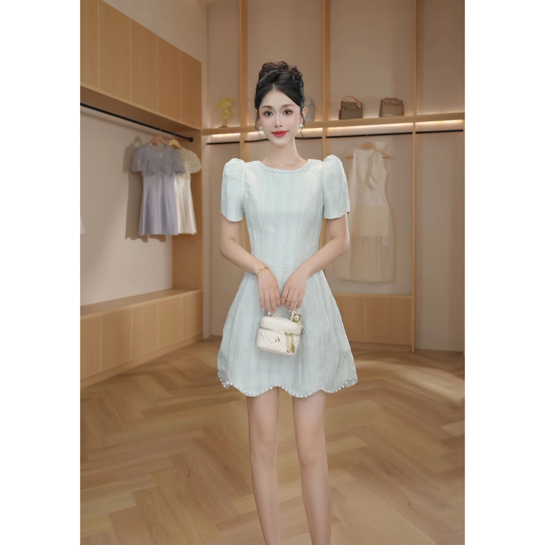 【设计师定制】法式气质名媛显瘦优雅时尚连衣裙 45145