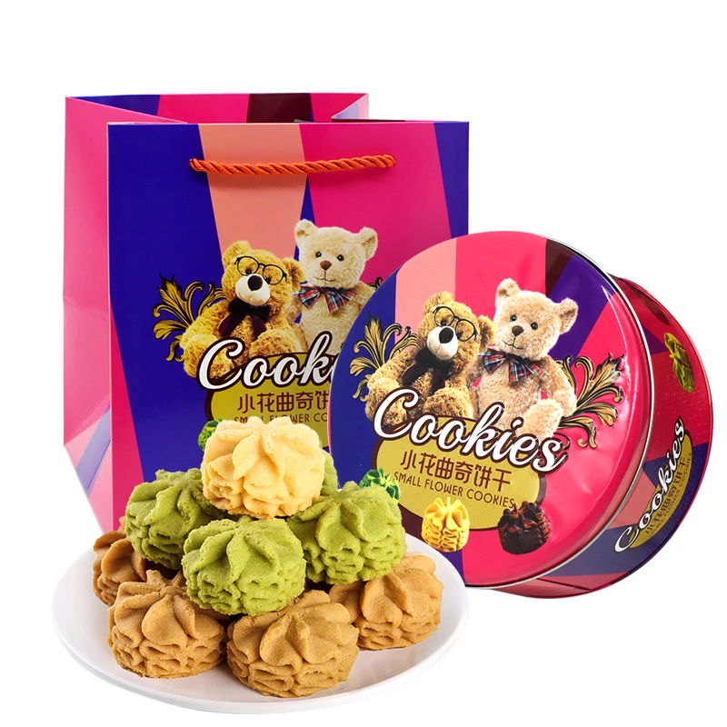 【买一送一 送同款】麦梵伦小熊小花黄油曲奇饼干268g铁罐礼盒装