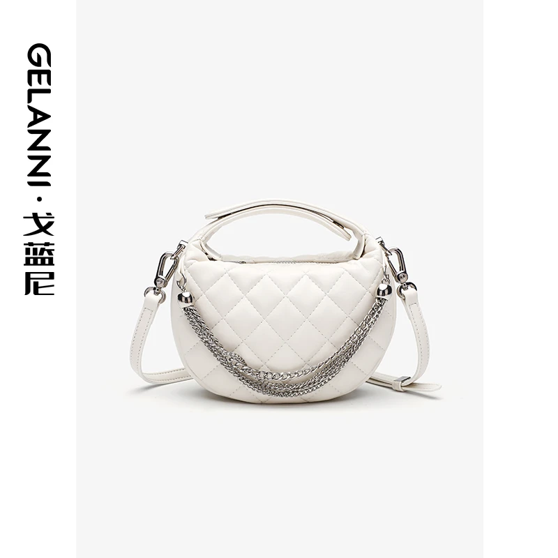 GELANNI小香风菱格月牙流苏单肩包时尚百搭ins风可调节手拎手腕包