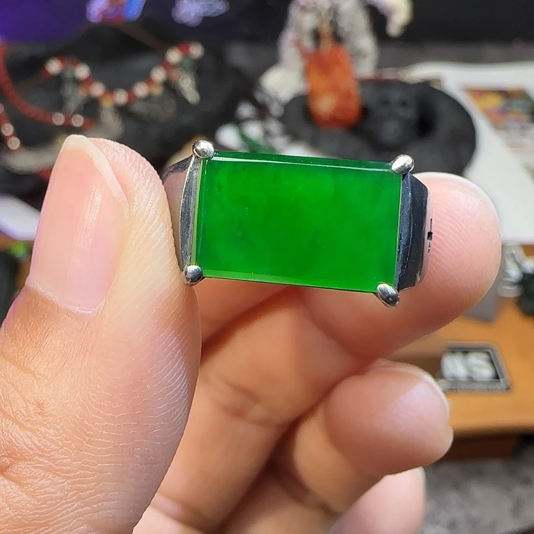 昆***翡翠银S925镶嵌戒指