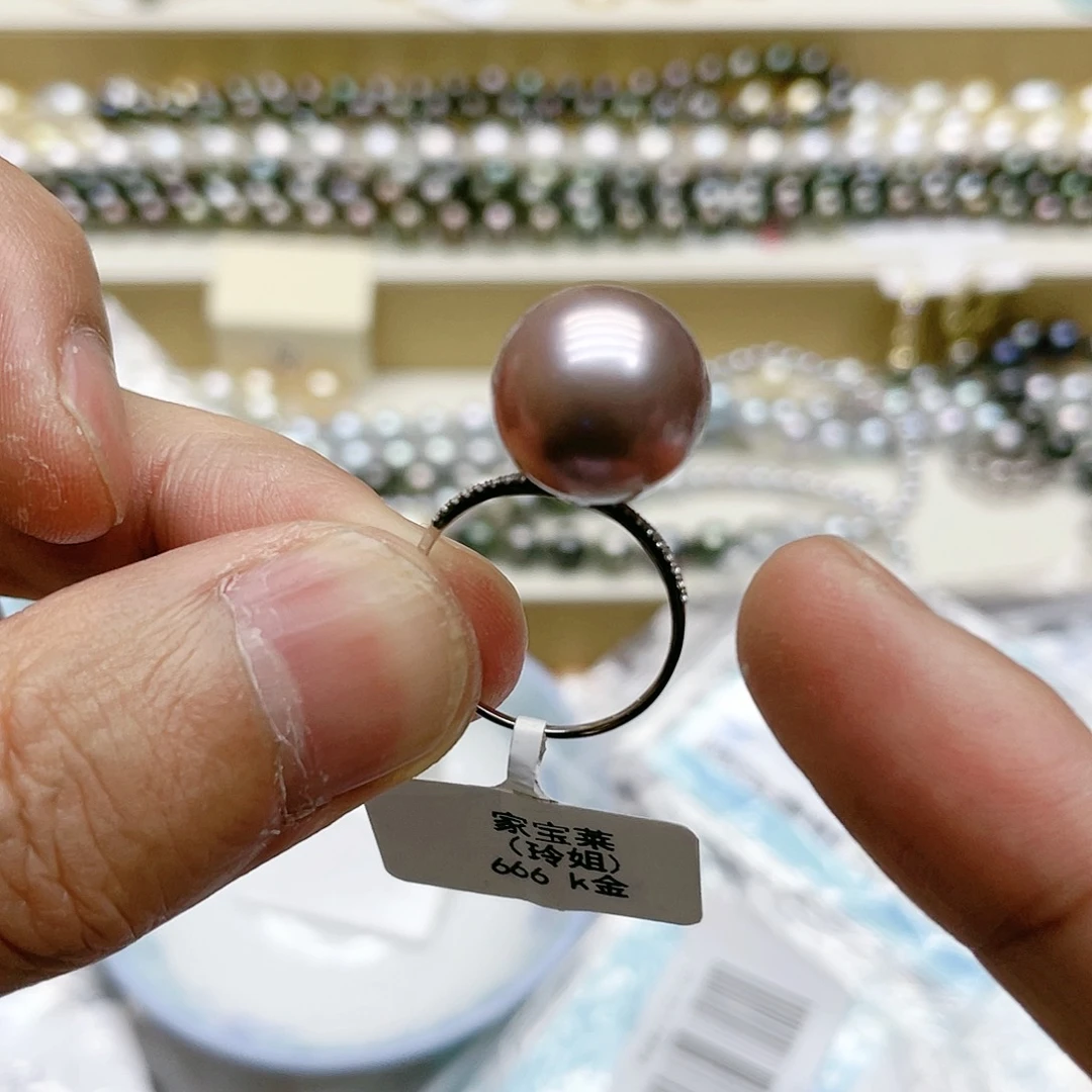淡水珍珠戒指18K金镶嵌