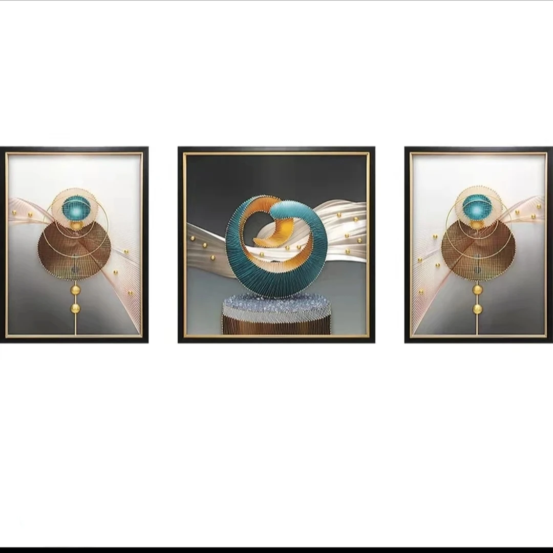 轻奢客厅立体实物装饰画高档沙发背景抽象壁画