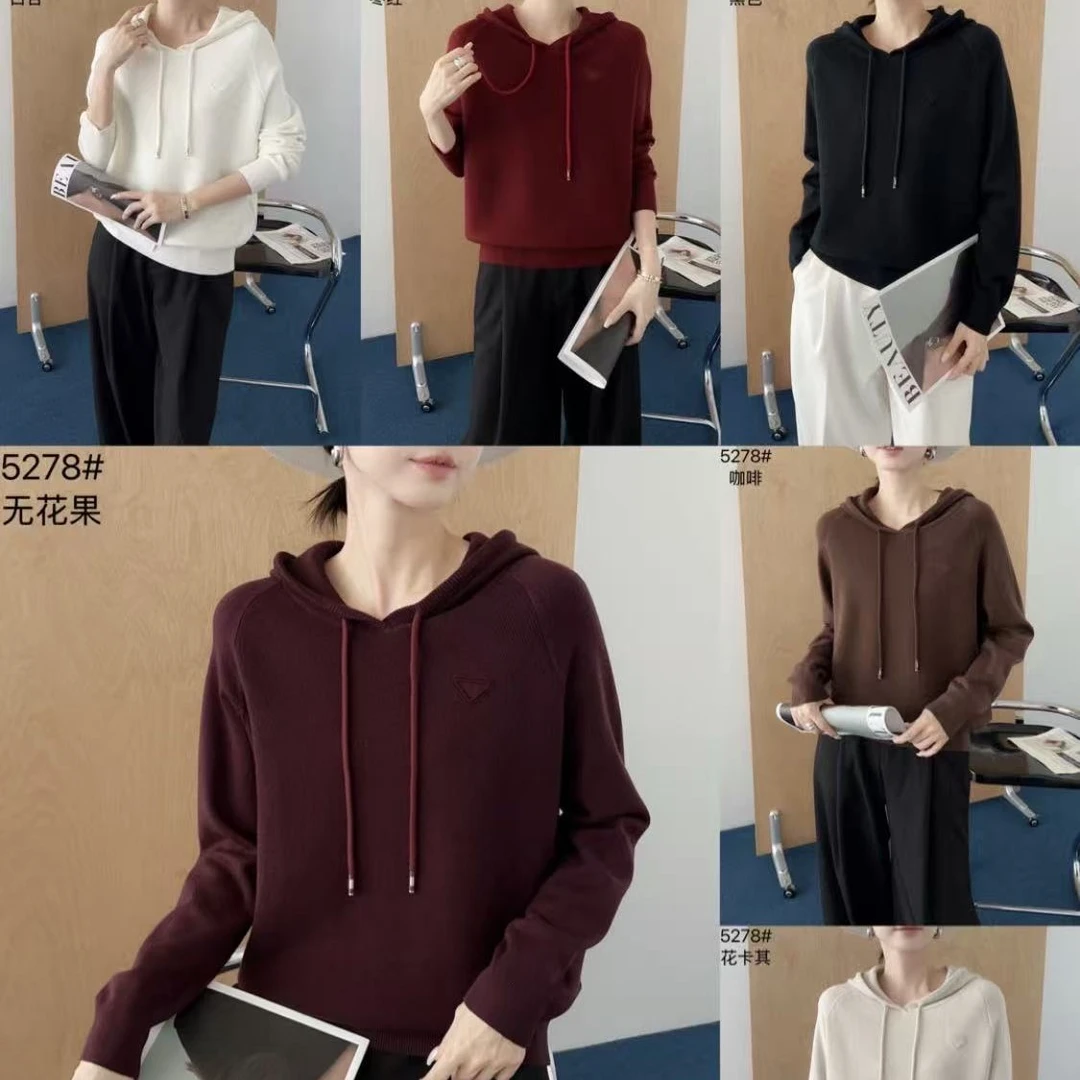 5278中长款纯色长袖女套头不褪色卫衣毛衫时尚连帽打底