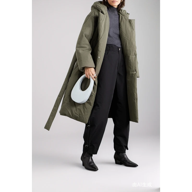 [折扣]Proenza Schouler/PS 秋冬女连帽配腰带长款外套风衣
