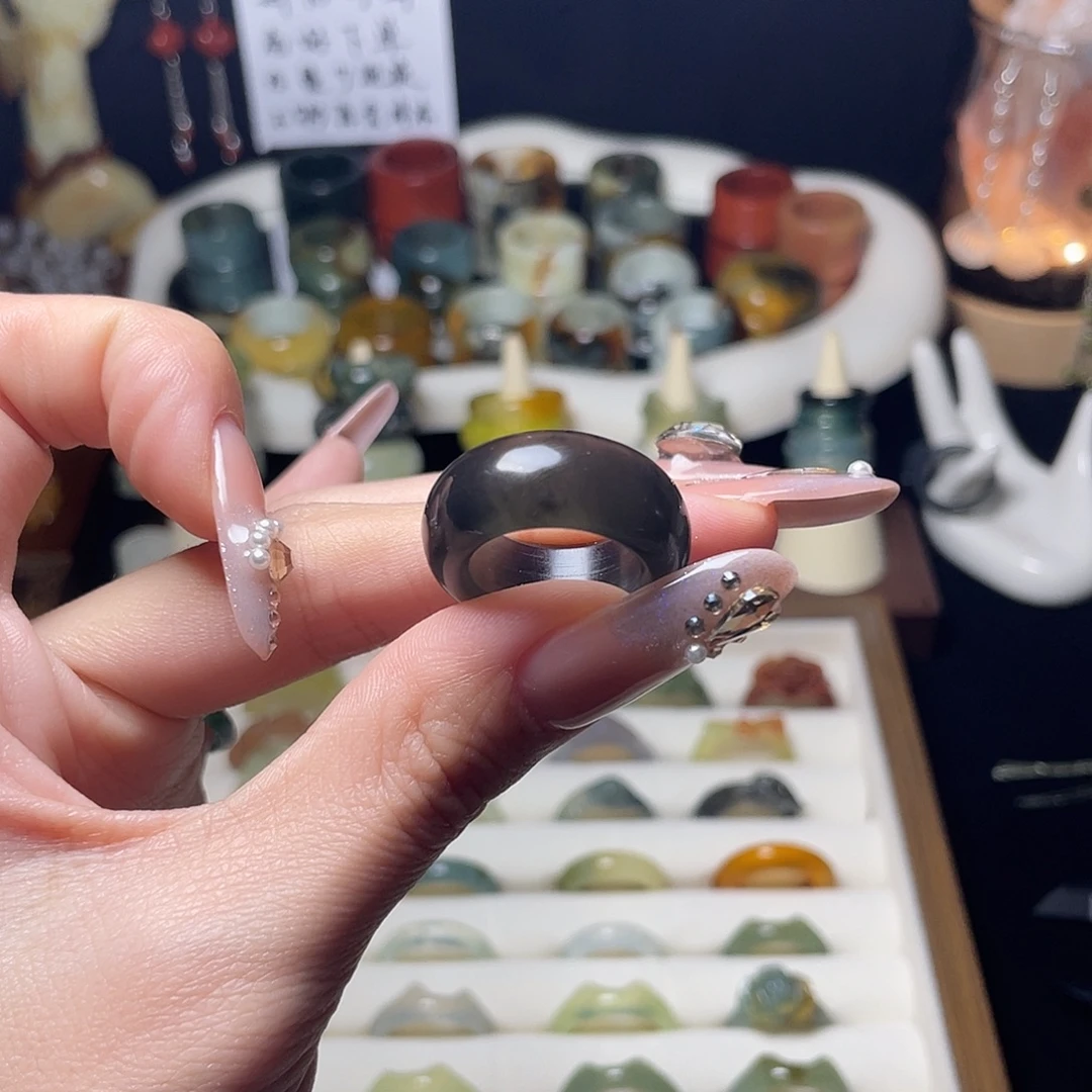 蛇纹石玉未镶嵌戒指16.1