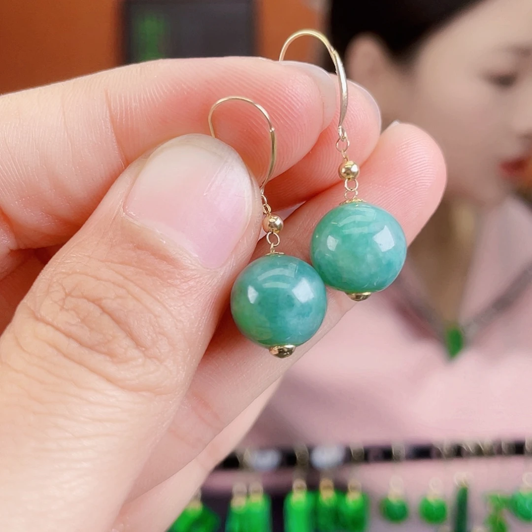 翡翠18K金镶嵌耳饰